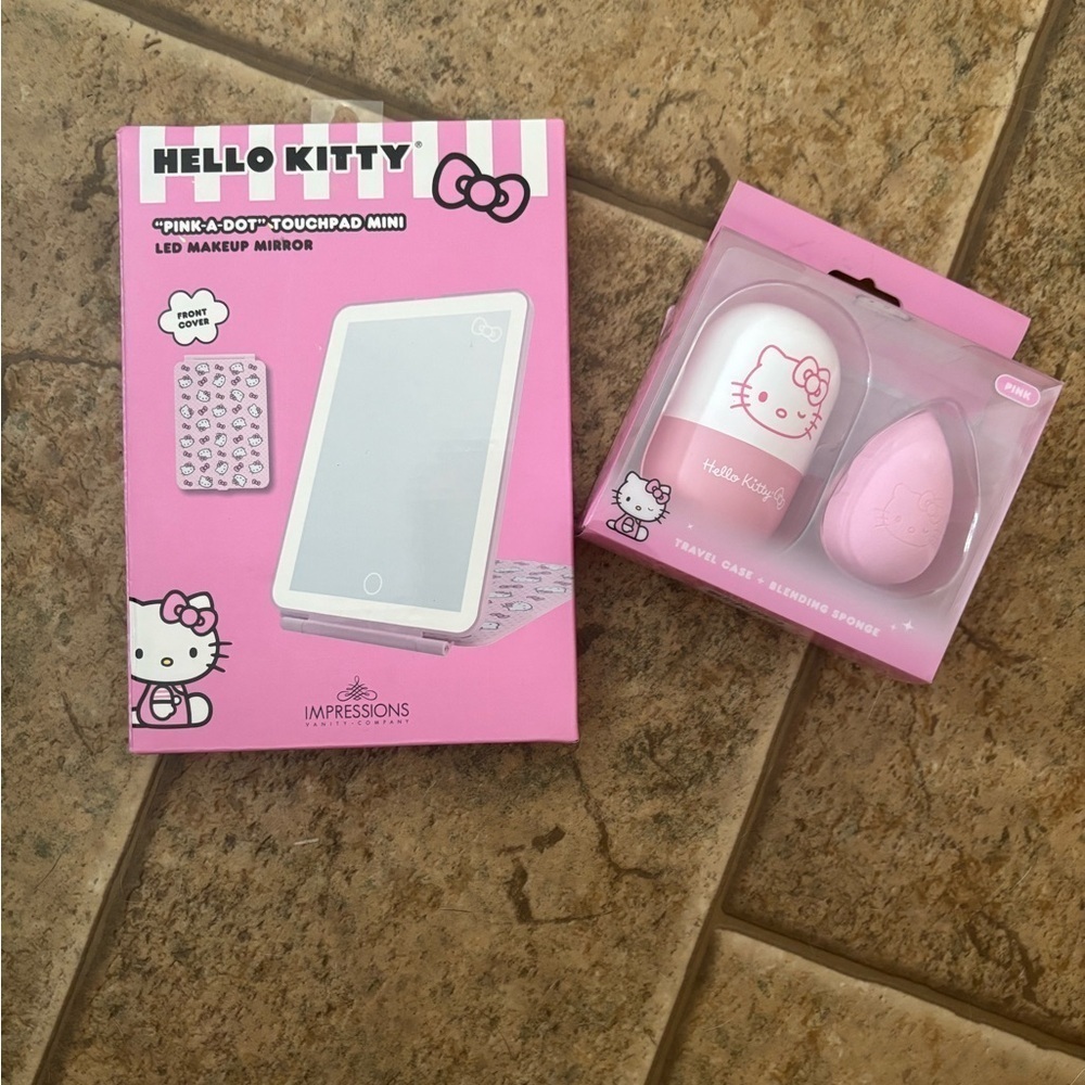 NIB Impressions Hello Kitty *Bundle* Mirror and Makeup Sponge set.